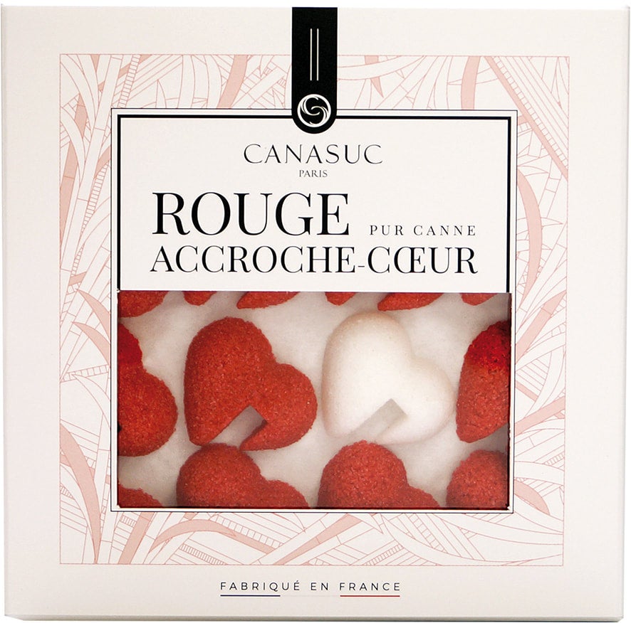 🇫🇷 32 Heart-Shaped Cane Sugars 'Accroche-Coeur' by Canasuc, 4 oz